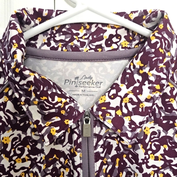 Lady Pinseeker‎ Womens Performance Golf Pullover Jacket Shirt Floral Medium - Picture 3 of 7